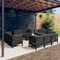vidaXL Muebles de jardín 13 pzas con cojines antracita madera de pino