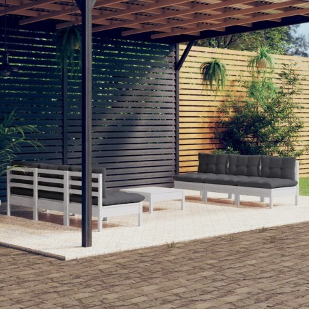 vidaXL Muebles de jardín 7 piezas con cojines antracita madera pino