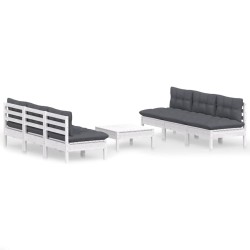 vidaXL Muebles de jardín 7 piezas con cojines antracita madera pino