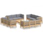 vidaXL Juego de muebles de jardín 13 pzas y cojines madera pino gris vidaXL Juego de muebles de jardín 13 pzas y cojines madera pino gris