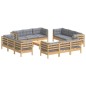 vidaXL Juego de muebles de jardín 13 pzas y cojines madera pino gris vidaXL Juego de muebles de jardín 13 pzas y cojines madera pino gris