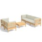 vidaXL Muebles de jardín 6 piezas cojines madera de pino crema vidaXL Muebles de jardín 6 piezas cojines madera de pino crema