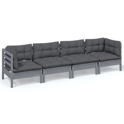 vidaXL Muebles de jardín 4 piezas con cojines de madera maciza de pino