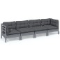 vidaXL Muebles de jardín 4 piezas con cojines de madera maciza de pino vidaXL Muebles de jardín 4 piezas con cojines de madera maciza de pino