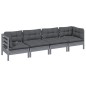 vidaXL Muebles de jardín 4 piezas con cojines de madera maciza de pino vidaXL Muebles de jardín 4 piezas con cojines de madera maciza de pino