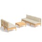vidaXL Muebles de jardín 6 piezas cojines madera de pino crema vidaXL Muebles de jardín 6 piezas cojines madera de pino crema