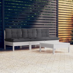 vidaXL Muebles de jardín 4 piezas con cojines antracita madera pino
