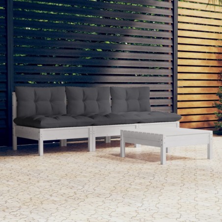 vidaXL Muebles de jardín 4 piezas con cojines antracita madera pino