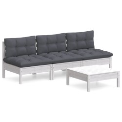 vidaXL Muebles de jardín 4 piezas con cojines antracita madera pino