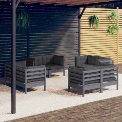 vidaXL Muebles de jardín 8 pzas con cojines antracita madera de pino