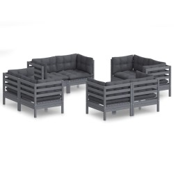 vidaXL Muebles de jardín 8 pzas con cojines antracita madera de pino