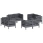 vidaXL Muebles de jardín 8 pzas con cojines antracita madera de pino vidaXL Muebles de jardín 8 pzas con cojines antracita madera de pino