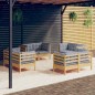 vidaXL Juego de muebles de jardín 8 pzas y cojines madera de pino vidaXL Juego de muebles de jardín 8 pzas y cojines madera de pino
