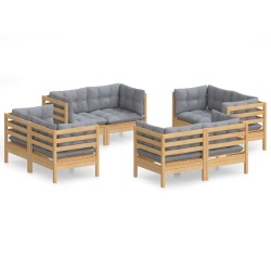 vidaXL Juego de muebles de jardín 8 pzas y cojines madera de pino