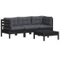 vidaXL Muebles de jardín 4 pzas con cojines madera pino gris antracita