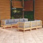 vidaXL Juego de muebles de jardín 8 pzas y cojines madera maciza pino vidaXL Juego de muebles de jardín 8 pzas y cojines madera maciza pino