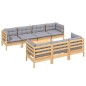 vidaXL Juego de muebles de jardín 8 pzas y cojines madera maciza pino vidaXL Juego de muebles de jardín 8 pzas y cojines madera maciza pino