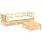 vidaXL Muebles de jardín 4 piezas con cojines madera de pino crema vidaXL Muebles de jardín 4 piezas con cojines madera de pino crema