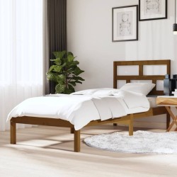 vidaXL Estructura de cama madera maciza marrón miel 75x190 cm