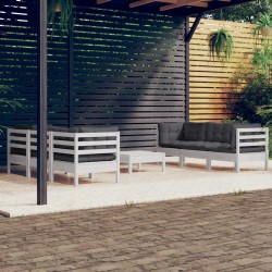 vidaXL Muebles de jardín 7 pzas con cojines antracita madera de pino