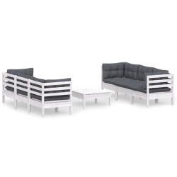 vidaXL Muebles de jardín 7 pzas con cojines antracita madera de pino