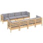 vidaXL Juego de muebles de jardín 9 pzas y cojines madera maciza pino