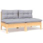 vidaXL Juego de muebles de jardín 9 pzas y cojines madera maciza pino