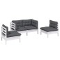vidaXL Juego de muebles de jardín 4 pzas y cojines madera maciza pino vidaXL Juego de muebles de jardín 4 pzas y cojines madera maciza pino