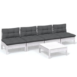vidaXL Muebles de jardín 5 pzas con cojines antracita madera de pino