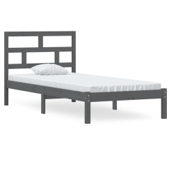 vidaXL Estructura de cama madera maciza de pino gris 90x200 cm