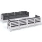 vidaXL Muebles de jardín 9 pzas con cojines madera maciza de pino vidaXL Muebles de jardín 9 pzas con cojines madera maciza de pino