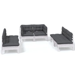 vidaXL Juego de muebles de jardín 6 pzas y cojines madera maciza pino
