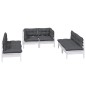 vidaXL Juego de muebles de jardín 6 pzas y cojines madera maciza pino vidaXL Juego de muebles de jardín 6 pzas y cojines madera maciza pino