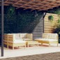 vidaXL Muebles de jardín 7 pzas y cojines madera maciza de pino crema vidaXL Muebles de jardín 7 pzas y cojines madera maciza de pino crema