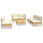 vidaXL Muebles de jardín 7 pzas y cojines madera maciza de pino crema vidaXL Muebles de jardín 7 pzas y cojines madera maciza de pino crema