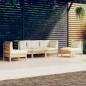 vidaXL MMuebles de jardín 5 pzas y cojines madera maciza de pino crema vidaXL MMuebles de jardín 5 pzas y cojines madera maciza de pino crema