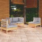 vidaXL Juego de muebles de jardín 4 pzas y cojines madera maciza pino vidaXL Juego de muebles de jardín 4 pzas y cojines madera maciza pino
