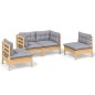 vidaXL Juego de muebles de jardín 4 pzas y cojines madera maciza pino vidaXL Juego de muebles de jardín 4 pzas y cojines madera maciza pino
