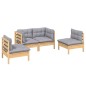 vidaXL Juego de muebles de jardín 4 pzas y cojines madera maciza pino vidaXL Juego de muebles de jardín 4 pzas y cojines madera maciza pino