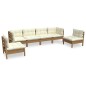 vidaXL Juego de muebles de jardín 6 pzas y cojines madera maciza pino vidaXL Juego de muebles de jardín 6 pzas y cojines madera maciza pino