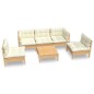 vidaXL Muebles de jardín 6 pzas y cojines madera maciza de pino crema vidaXL Muebles de jardín 6 pzas y cojines madera maciza de pino crema