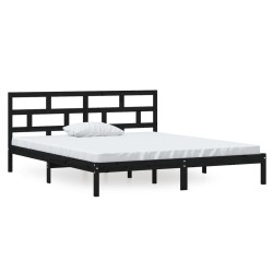 vidaXL Estructura de cama madera maciza negro 135x190 cm