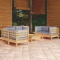 vidaXL Juego de muebles de jardín 7 pzas y cojines madera maciza pino vidaXL Juego de muebles de jardín 7 pzas y cojines madera maciza pino