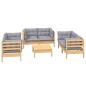 vidaXL Juego de muebles de jardín 7 pzas y cojines madera maciza pino vidaXL Juego de muebles de jardín 7 pzas y cojines madera maciza pino