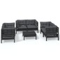 vidaXL Juego de muebles de jardín 7 pzas y cojines madera maciza pino vidaXL Juego de muebles de jardín 7 pzas y cojines madera maciza pino