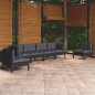 vidaXL Juego de muebles de jardín 6 pzas y cojines madera maciza pino vidaXL Juego de muebles de jardín 6 pzas y cojines madera maciza pino