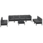 vidaXL Juego de muebles de jardín 9 pzas y cojines madera maciza pino vidaXL Juego de muebles de jardín 9 pzas y cojines madera maciza pino