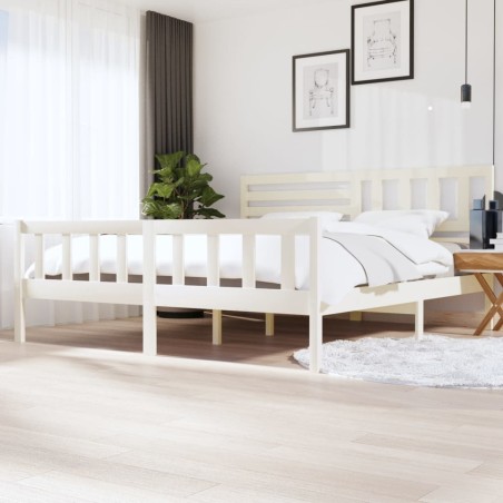 vidaXL Estructura de cama de madera maciza blanca 200x200 cm