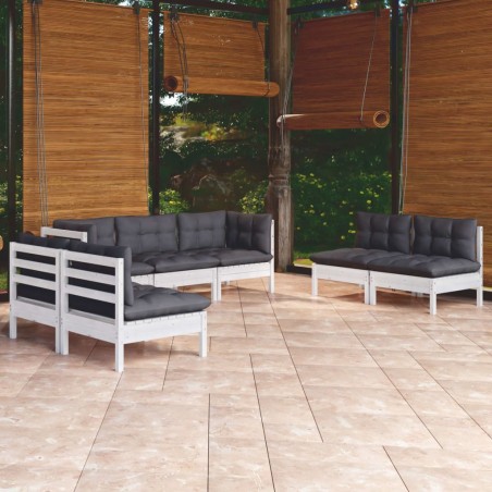 vidaXL Muebles de jardín 7 pzas con cojines madera maciza de pino