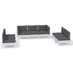 vidaXL Muebles de jardín 7 pzas con cojines madera maciza de pino